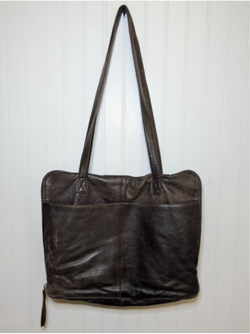 LATICO Leather Laptop Tote Bag Brown Organizer Shoulder Briefcase Floral Lined